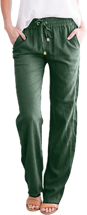 LCMTWX Flowy Pants for Women Solid Cotton and Pants with Pocket Long Pants with Pockets Pull On Pants for Women Womans