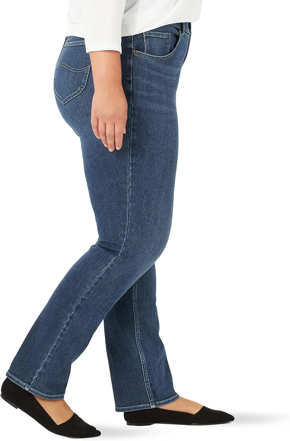 Lee Women's Plus Size Ultra Lux Mid-Rise Slim Fit Straight Leg Jean