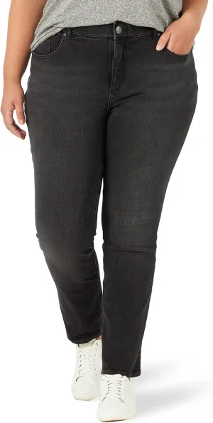 Lee Women's Plus Size Ultra Lux Mid-Rise Slim Fit Straight Leg Jean