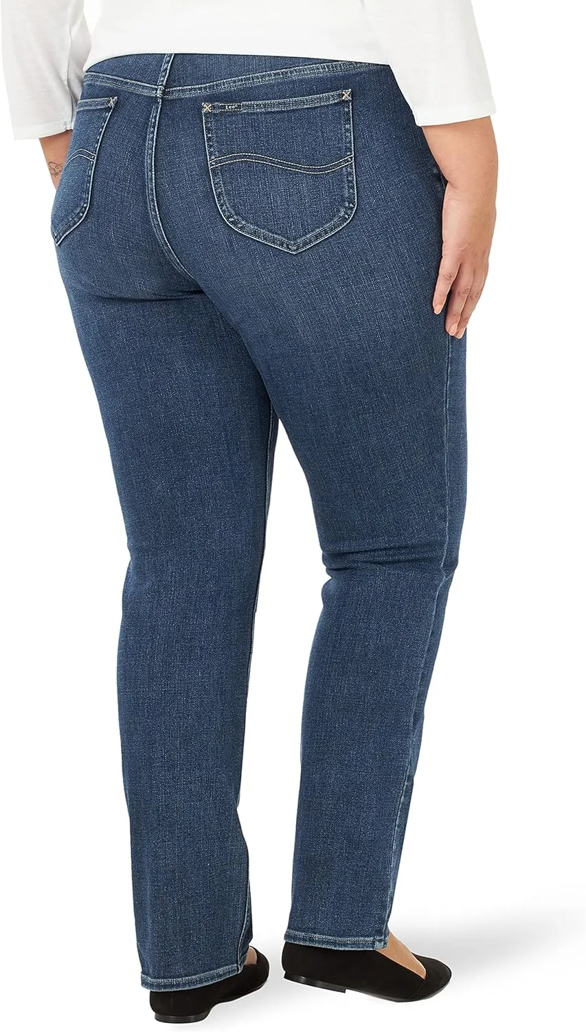 Lee Women's Plus Size Ultra Lux Mid-Rise Slim Fit Straight Leg Jean