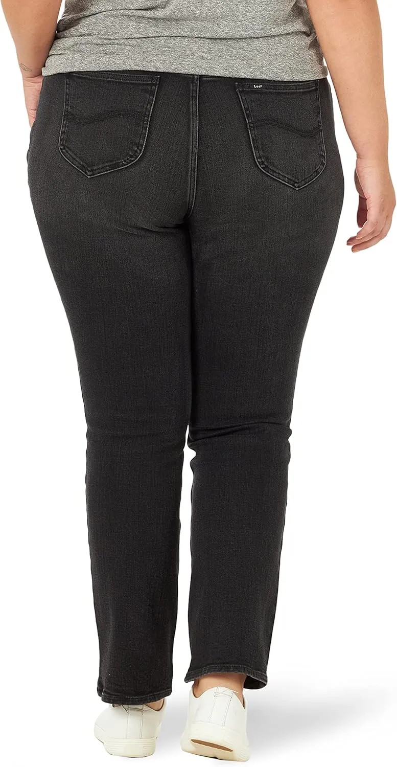 Lee Women's Plus Size Ultra Lux Mid-Rise Slim Fit Straight Leg Jean