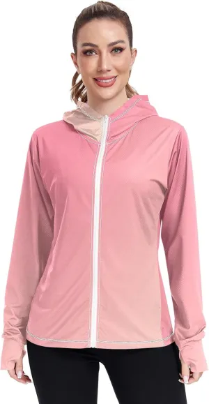 Light Glitter Womens Upf Hoodie Athletic Jacket with Thumb Holes Women's Hoodie Zip Front Rash Guard