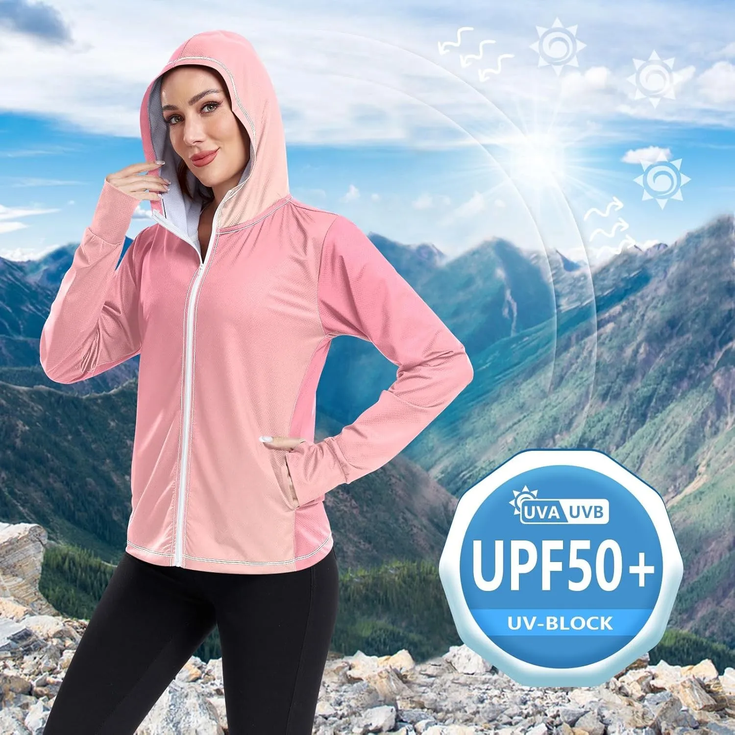 Light Glitter Womens Upf Hoodie Athletic Jacket with Thumb Holes Women's Hoodie Zip Front Rash Guard