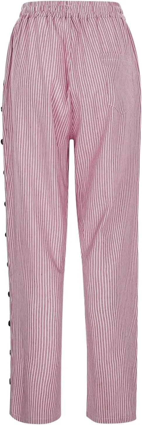 Linen Pants for Women, Casual Pants Peasant Straight Leg Linen Trendy Elastic