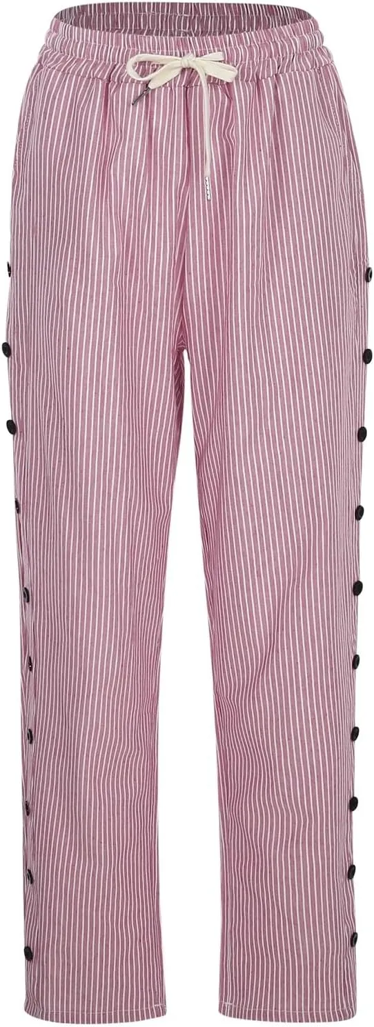 Linen Pants for Women, Casual Pants Peasant Straight Leg Linen Trendy Elastic