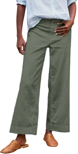 Linen Pants for Women, Linen Women's Straight Leg Casual Pants Peasant Summer