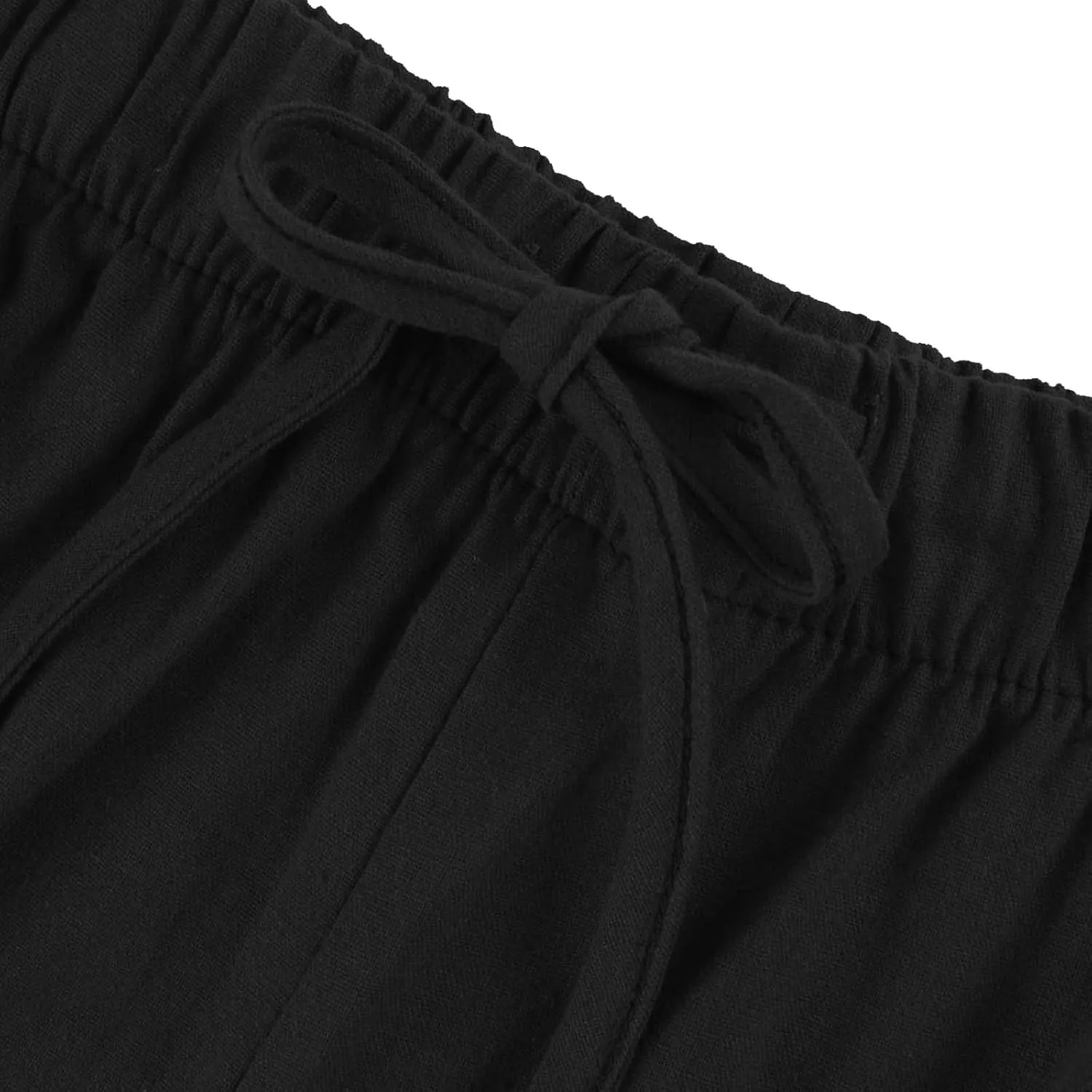 Linen Pants Women Drawstring High Waist Wide Leg Pants Long Palazzo Gauze Pant with Pockets Beach Travel Vacation Outfits