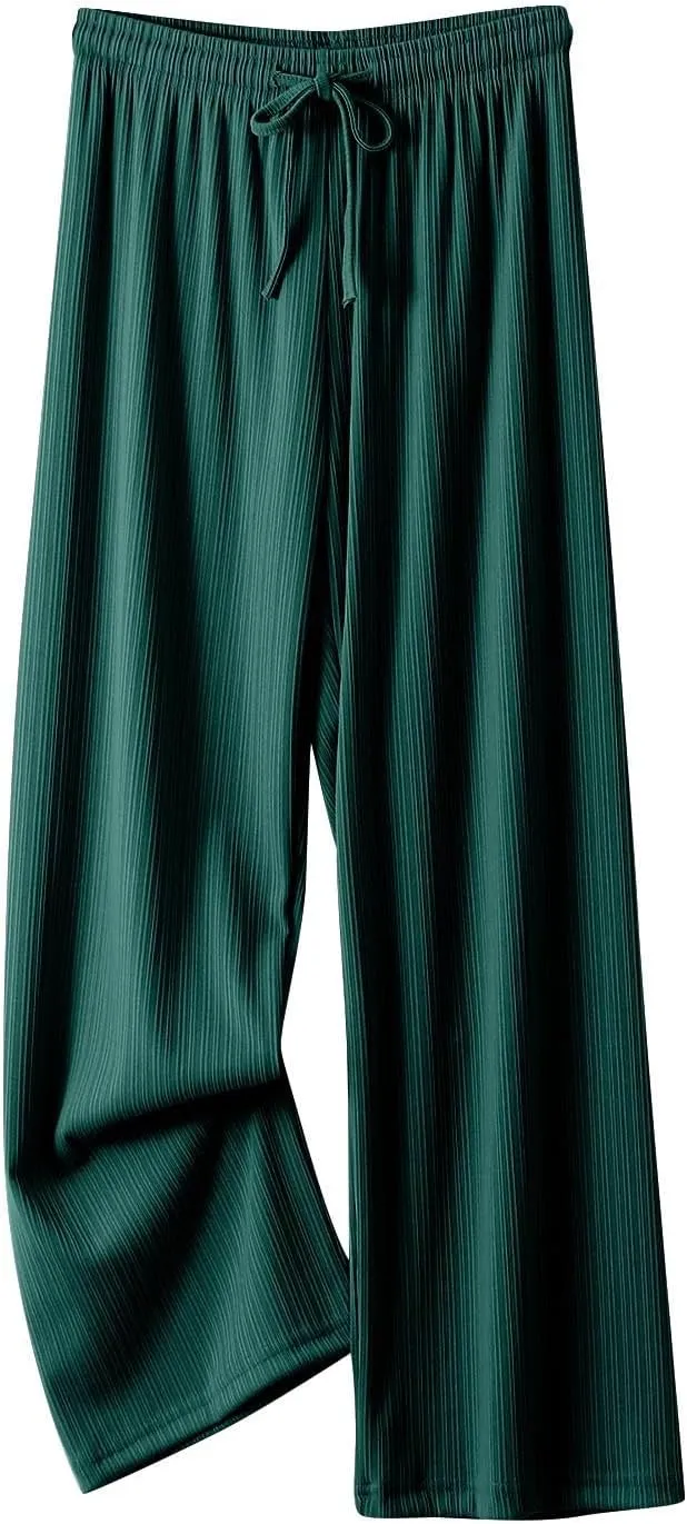 Linen Pants Women Wide Leg High Waist Adjustable Knot Summer Dressy Casual Drawstring Trousers Flowy Palazzo Pants
