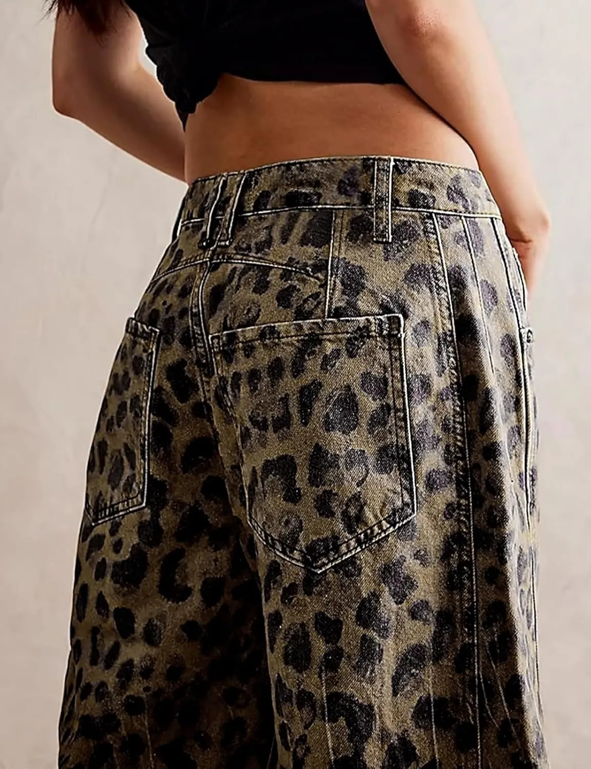 LONGBIDA Women's Mid Rise Barrel Jeans-Vintage Wide Leg Cropped Denim Pants,Y2K Baggy Boyfriend Style