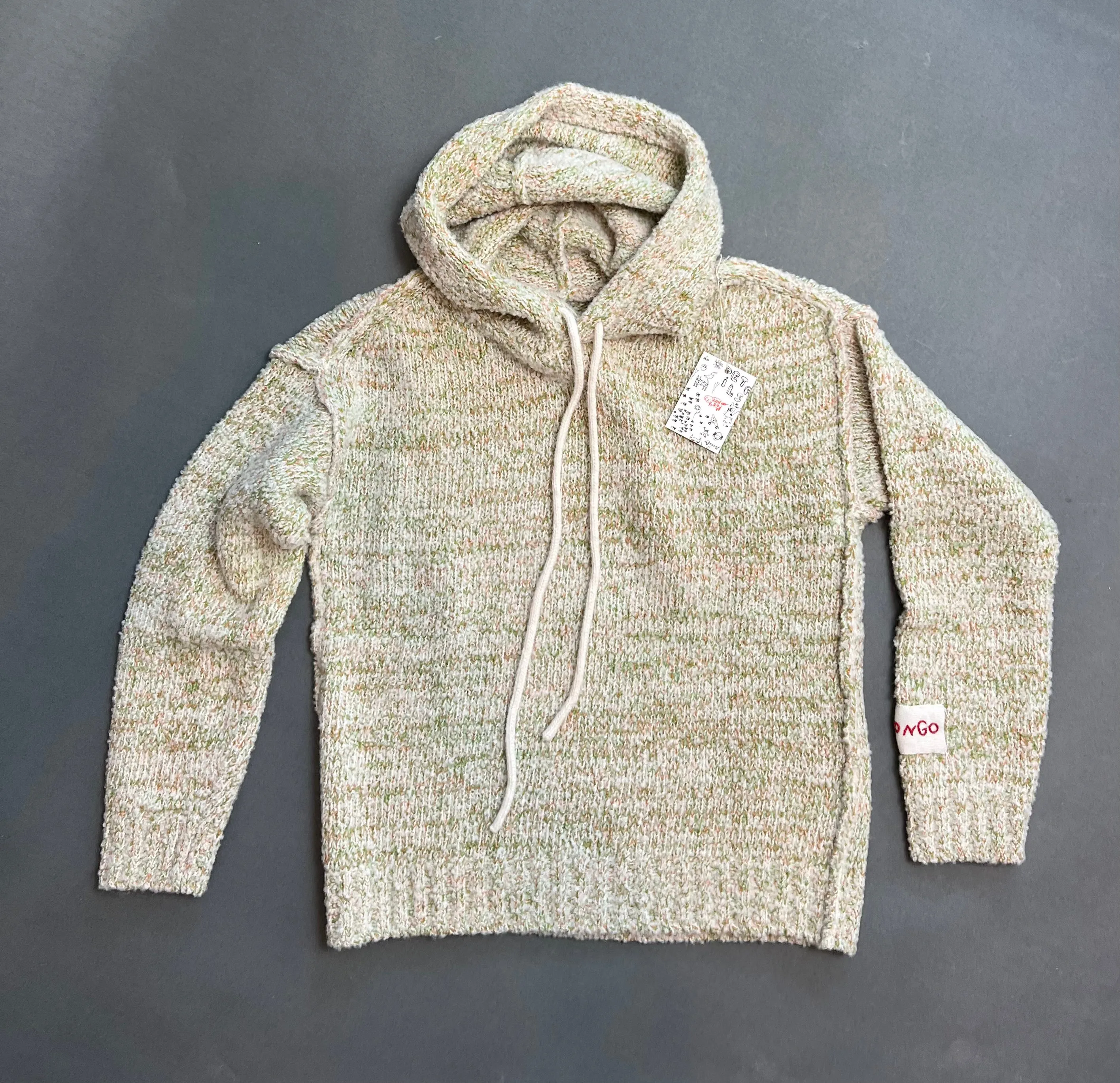 Longo - Woven Hoodie in Green & Orange(Small)