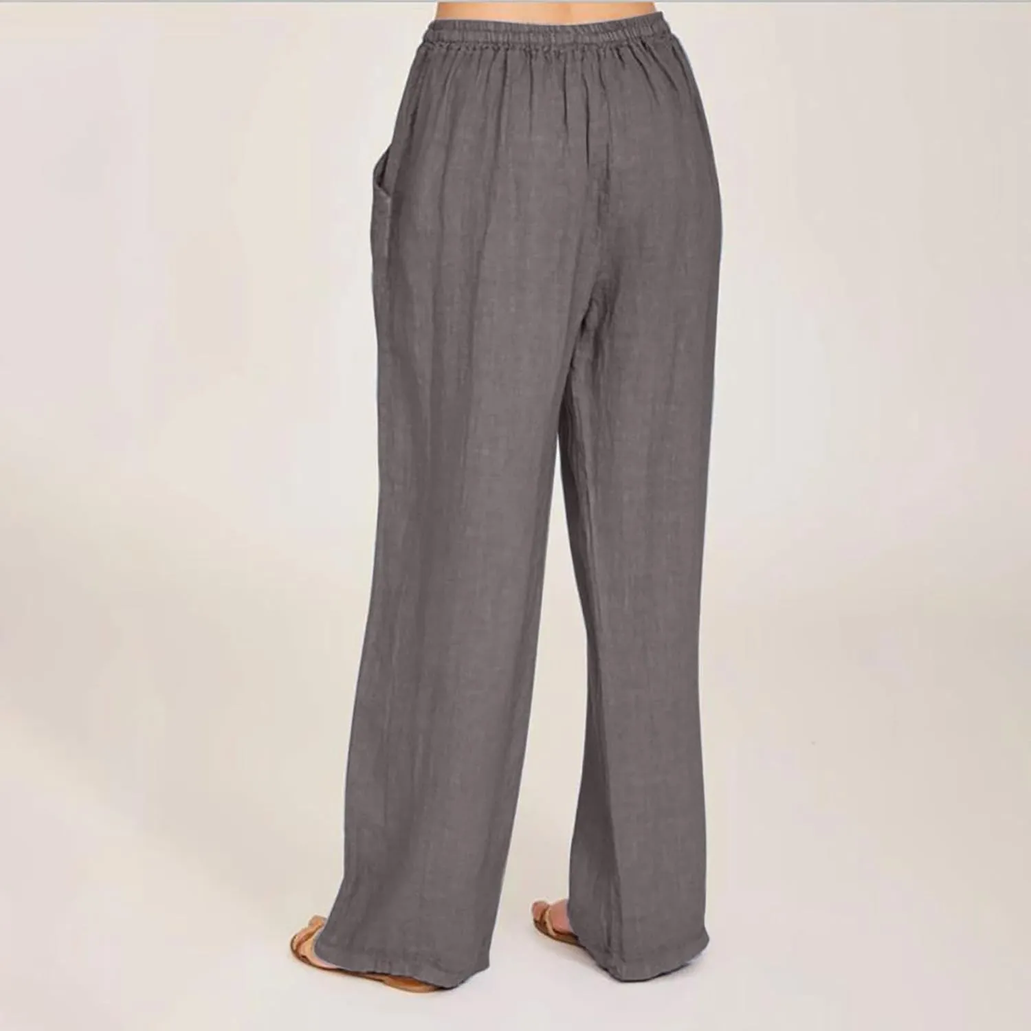 Loose Pants for Women Baggy Wide Leg Trouser Flowy Summer Linen Slacks Comfy Business Casual Pants with Pockets