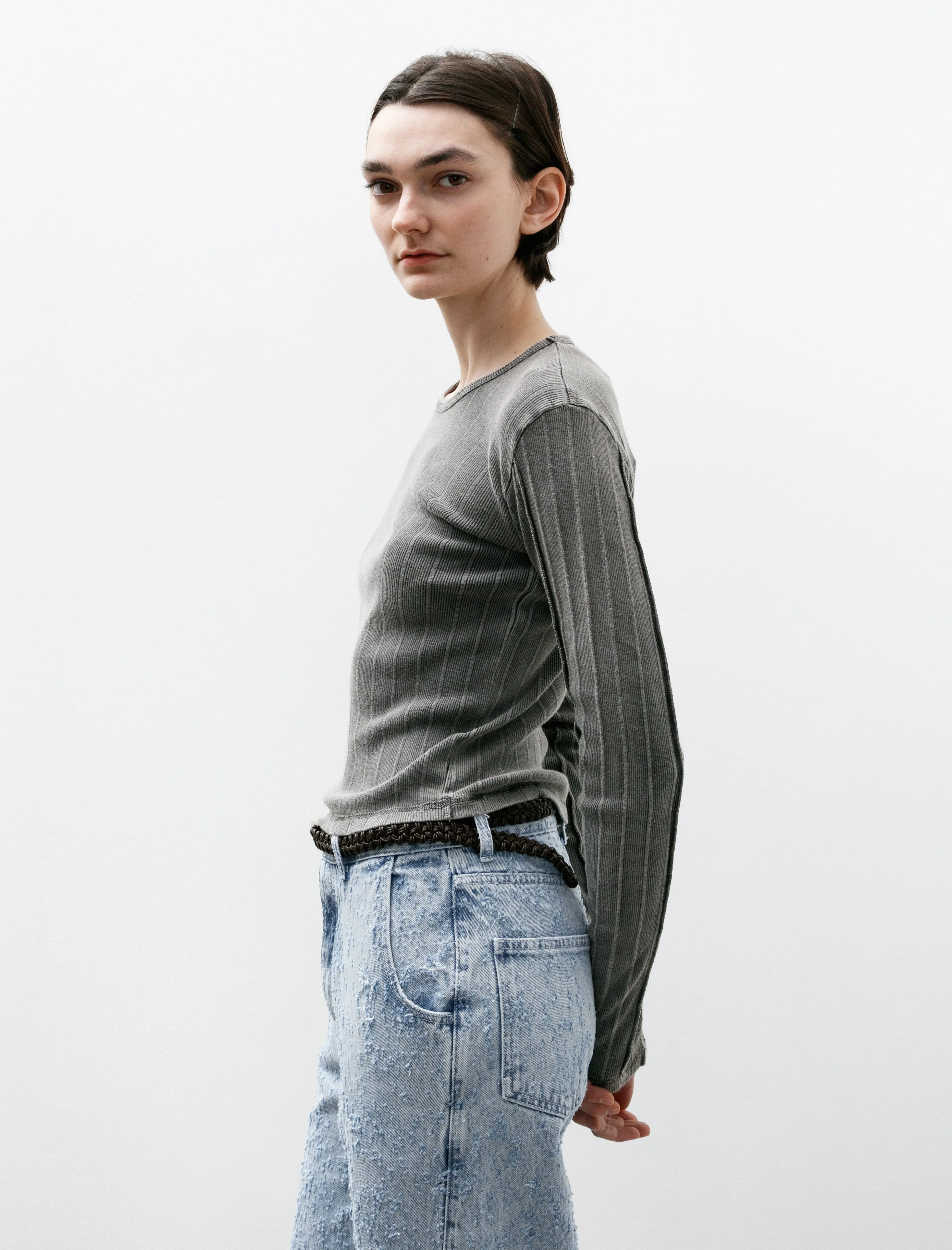 LS Rib Tee Washed Graphite W
