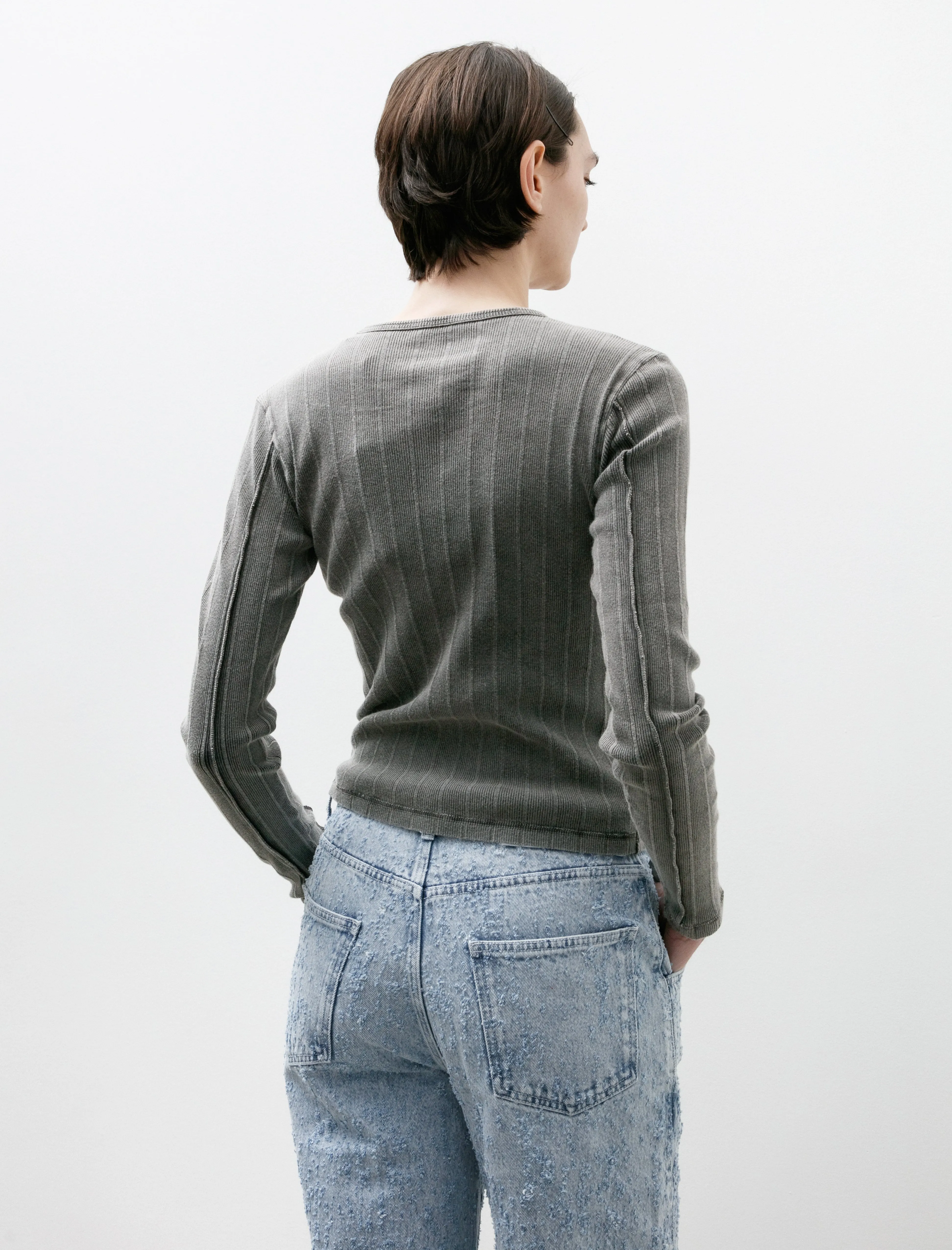 LS Rib Tee Washed Graphite W