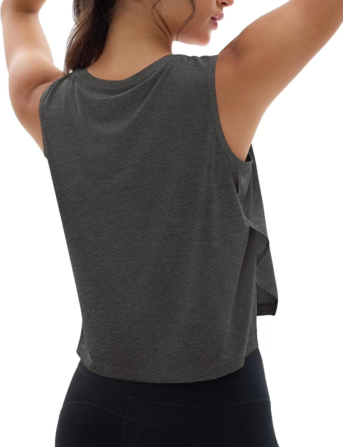 MAGCOMSEN Women's Crop Tank Tops Workout Sleeveless Shirts Loose Fit Gym Yoga Top with Side Slits