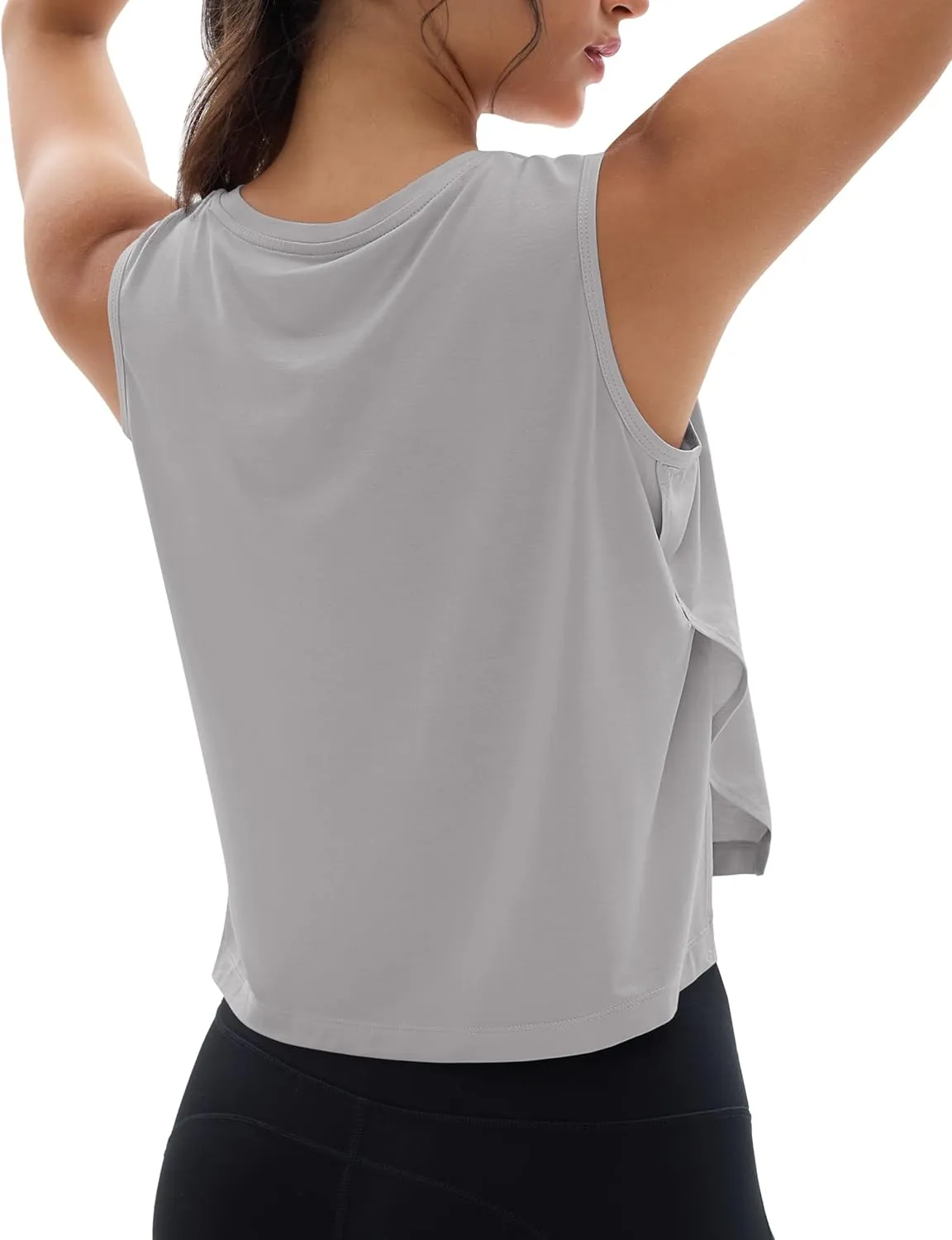 MAGCOMSEN Women's Crop Tank Tops Workout Sleeveless Shirts Loose Fit Gym Yoga Top with Side Slits