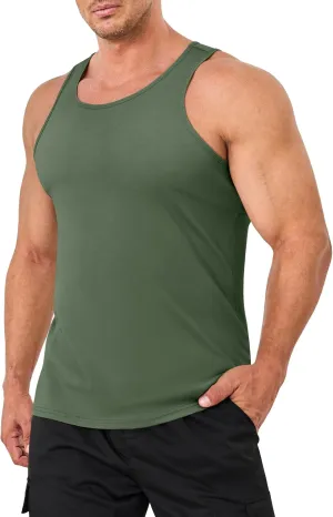 MAGNIVIT Cotton Workout Sleeveless Shirts for Men Quick Dry Muscle Shirt Lightweight Summer Running Tank Tops