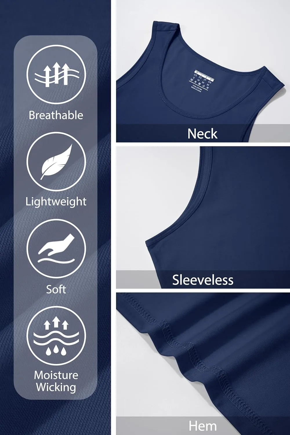 MAGNIVIT Cotton Workout Sleeveless Shirts for Men Quick Dry Muscle Shirt Lightweight Summer Running Tank Tops