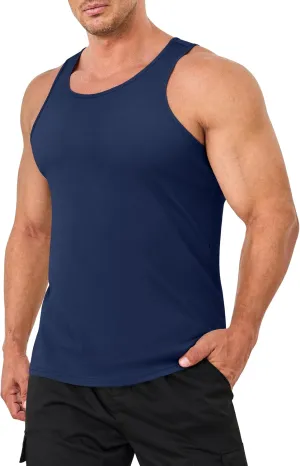 MAGNIVIT Cotton Workout Sleeveless Shirts for Men Quick Dry Muscle Shirt Lightweight Summer Running Tank Tops