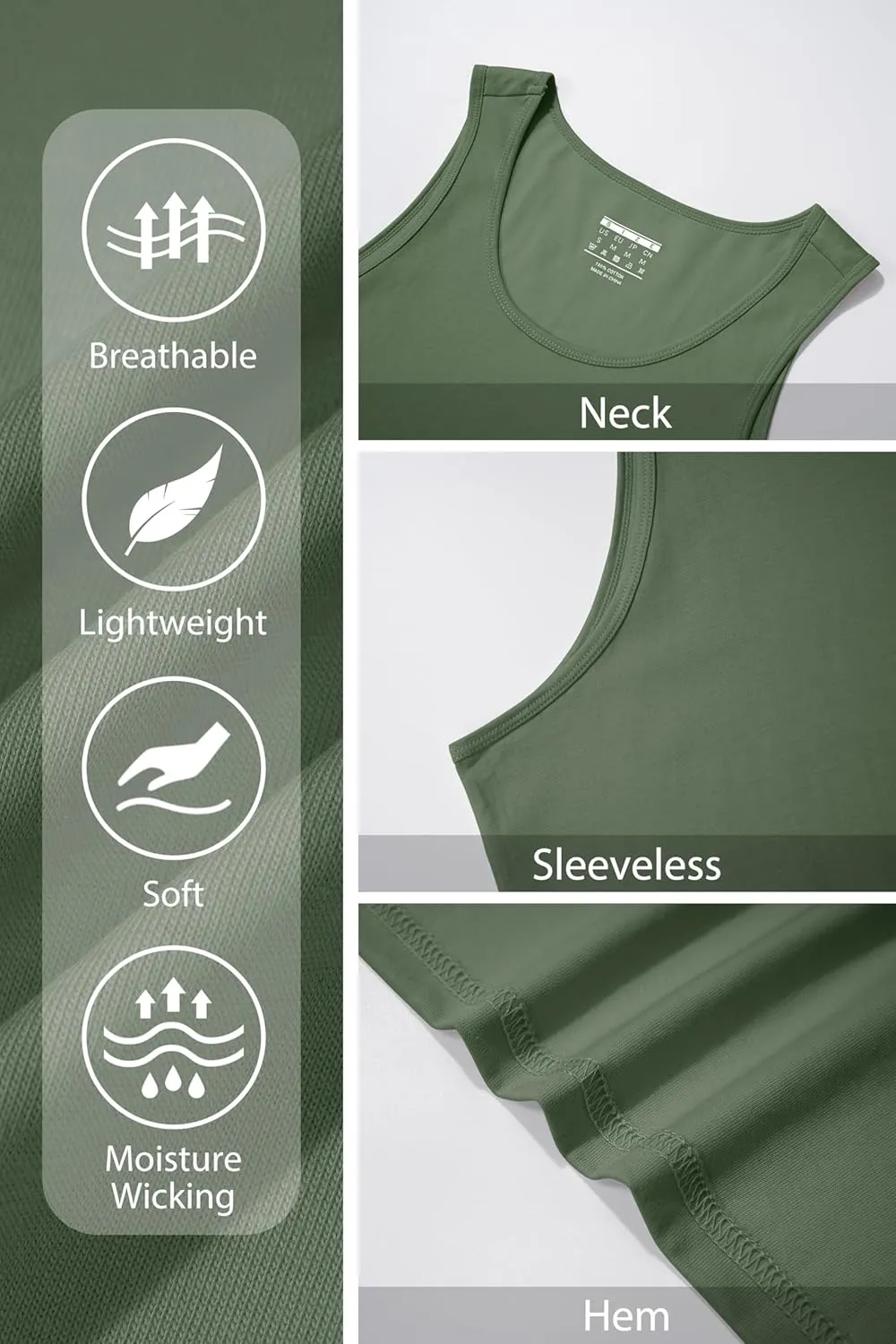 MAGNIVIT Cotton Workout Sleeveless Shirts for Men Quick Dry Muscle Shirt Lightweight Summer Running Tank Tops
