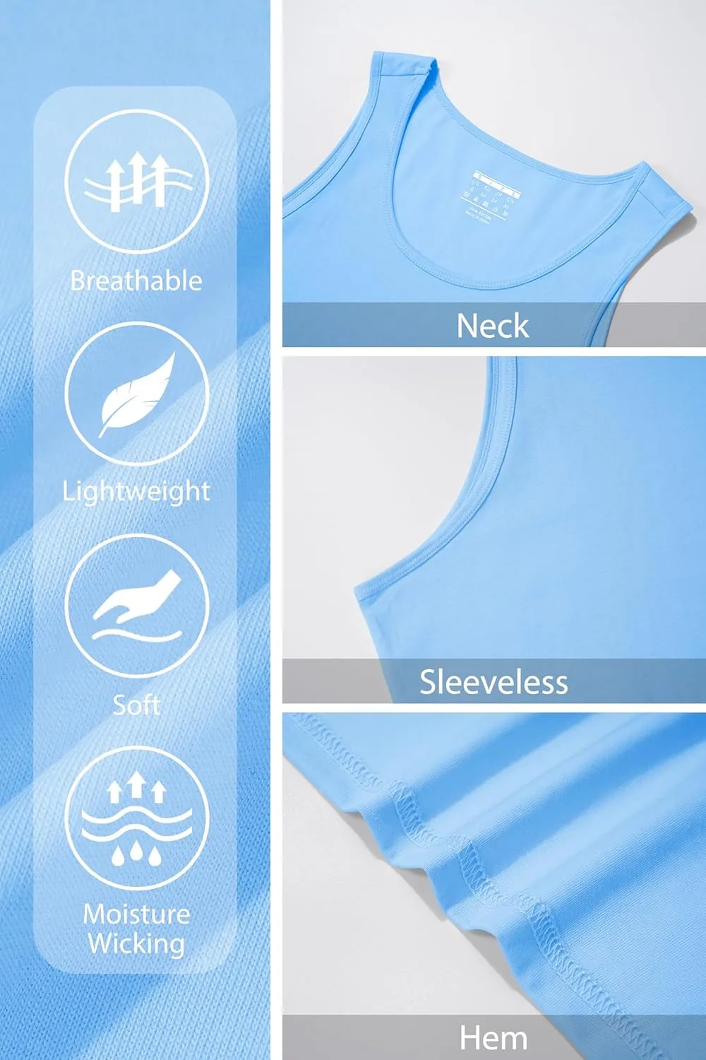 MAGNIVIT Cotton Workout Sleeveless Shirts for Men Quick Dry Muscle Shirt Lightweight Summer Running Tank Tops