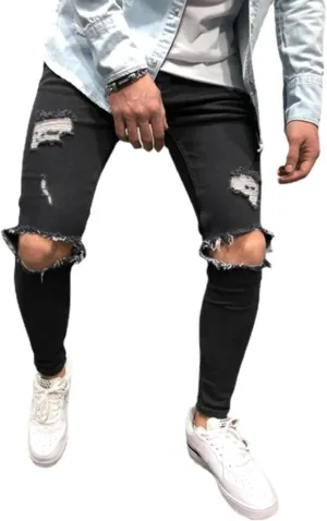 Maiyifu-GJ Men's Skinny Slim Fit Jeans Stretch 6 Pockets Denim Pencil Pants Casual Hip Hop Side Pocket Jean Trousers