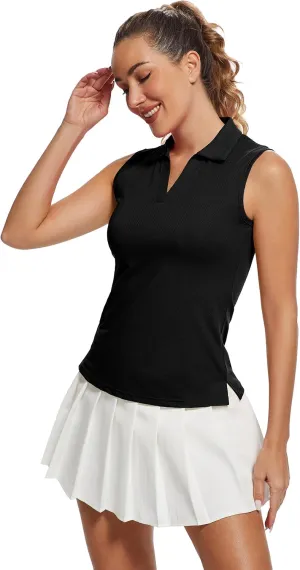 MathCat Women's Sleeveless Golf Shirts UPF 50  Quickly Dry Tennis Polo Lightweight Sports Athletic Tank Tops