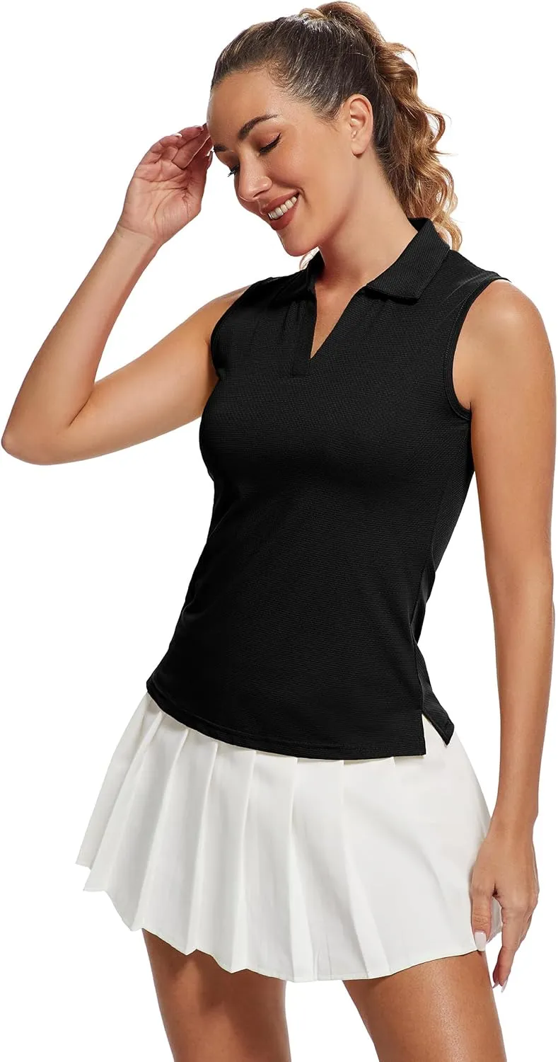 MathCat Women's Sleeveless Golf Shirts UPF 50  Quickly Dry Tennis Polo Lightweight Sports Athletic Tank Tops