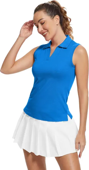 MathCat Women's Sleeveless Golf Shirts UPF 50  Quickly Dry Tennis Polo Lightweight Sports Athletic Tank Tops