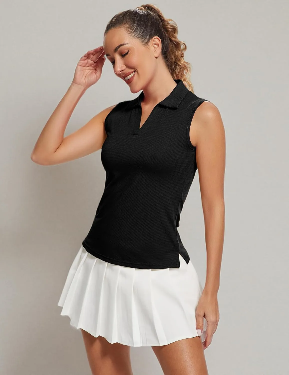 MathCat Women's Sleeveless Golf Shirts UPF 50  Quickly Dry Tennis Polo Lightweight Sports Athletic Tank Tops