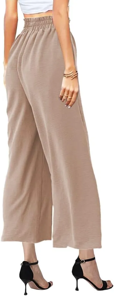 MAYFASEY Women's High Waist Wide Leg Long Palazzo Pants Casual Lounge Pants Flowy Trousers with Pockets
