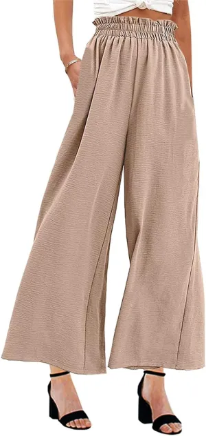 MAYFASEY Women's High Waist Wide Leg Long Palazzo Pants Casual Lounge Pants Flowy Trousers with Pockets
