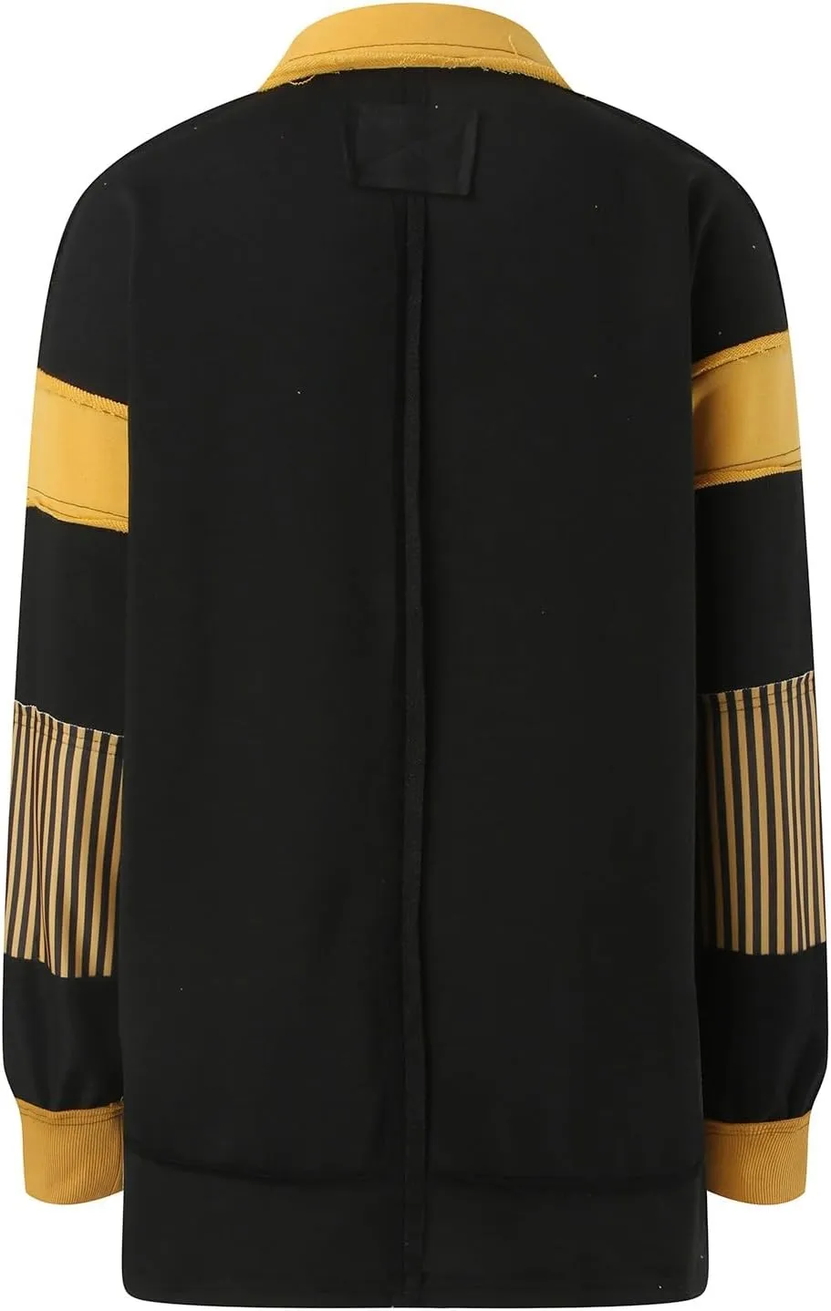 MCILLO Womens Oversized Sweatshirt Lapel Collared V Neck Shirts Pullover Color Block Striped Long Sleeve Tops