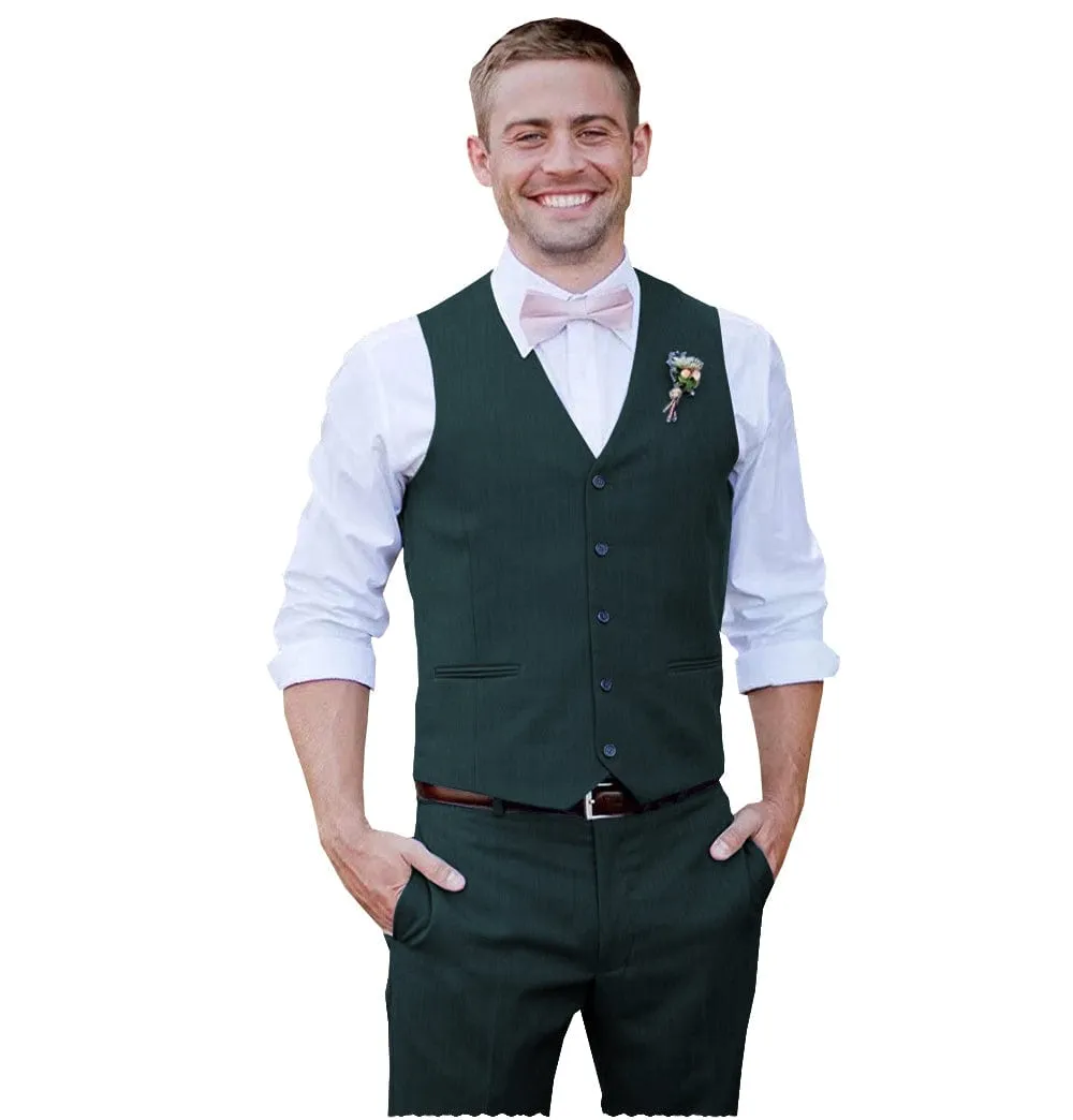 Men 2 Piece Suits Groomsmen Tuxedos Prom Vest and Pants Set