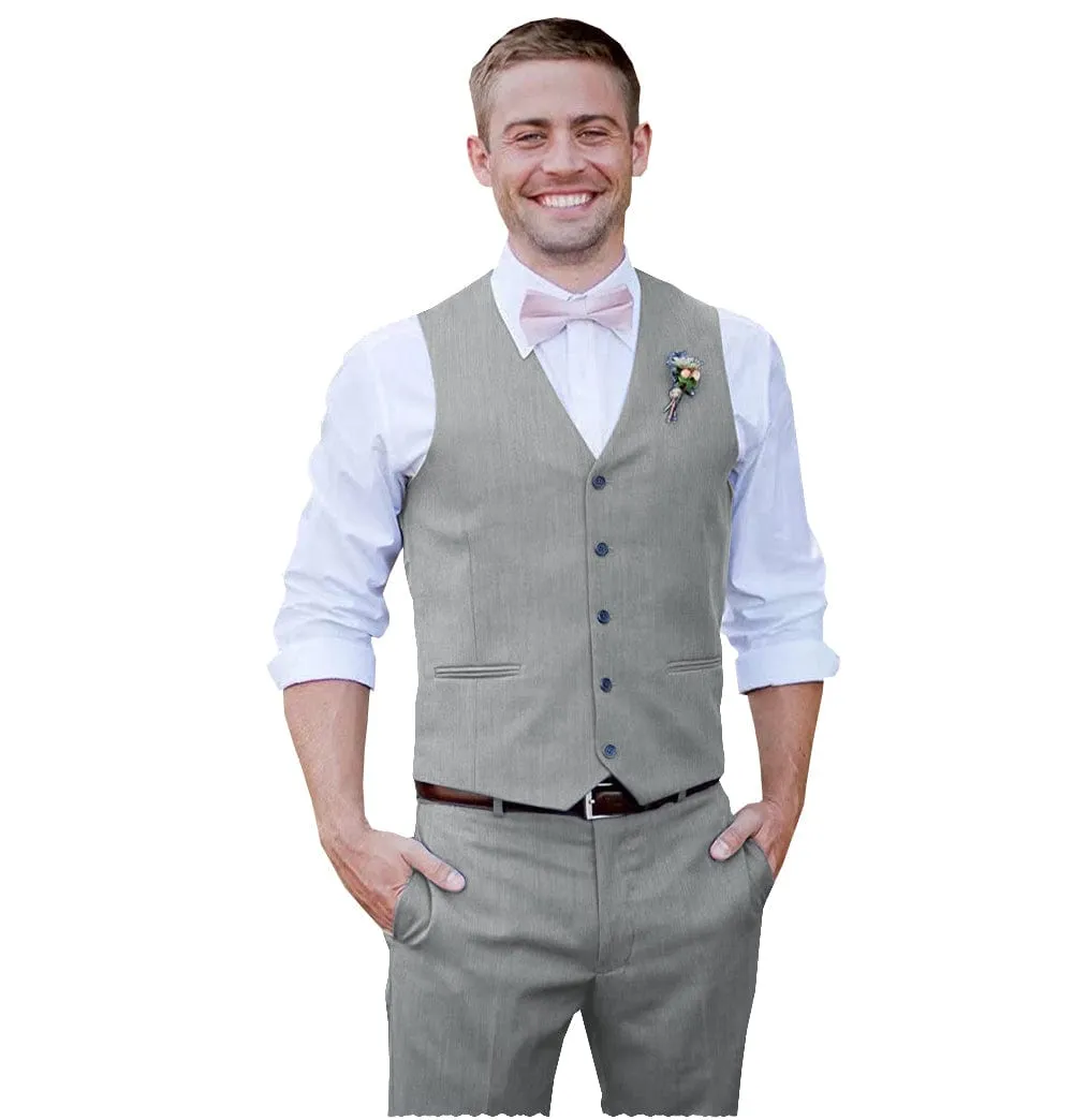 Men 2 Piece Suits Groomsmen Tuxedos Prom Vest and Pants Set