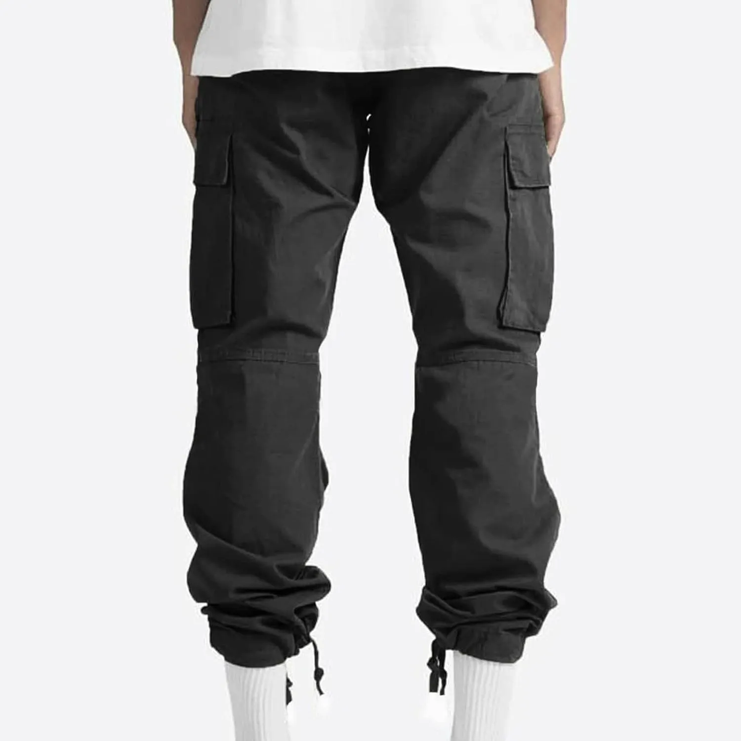 Men Cargo Sweatpants Loose Casual Work Pants Joggers Open Bottom Drawstring Cargos Athletic Cotton Straight Sweat Pant