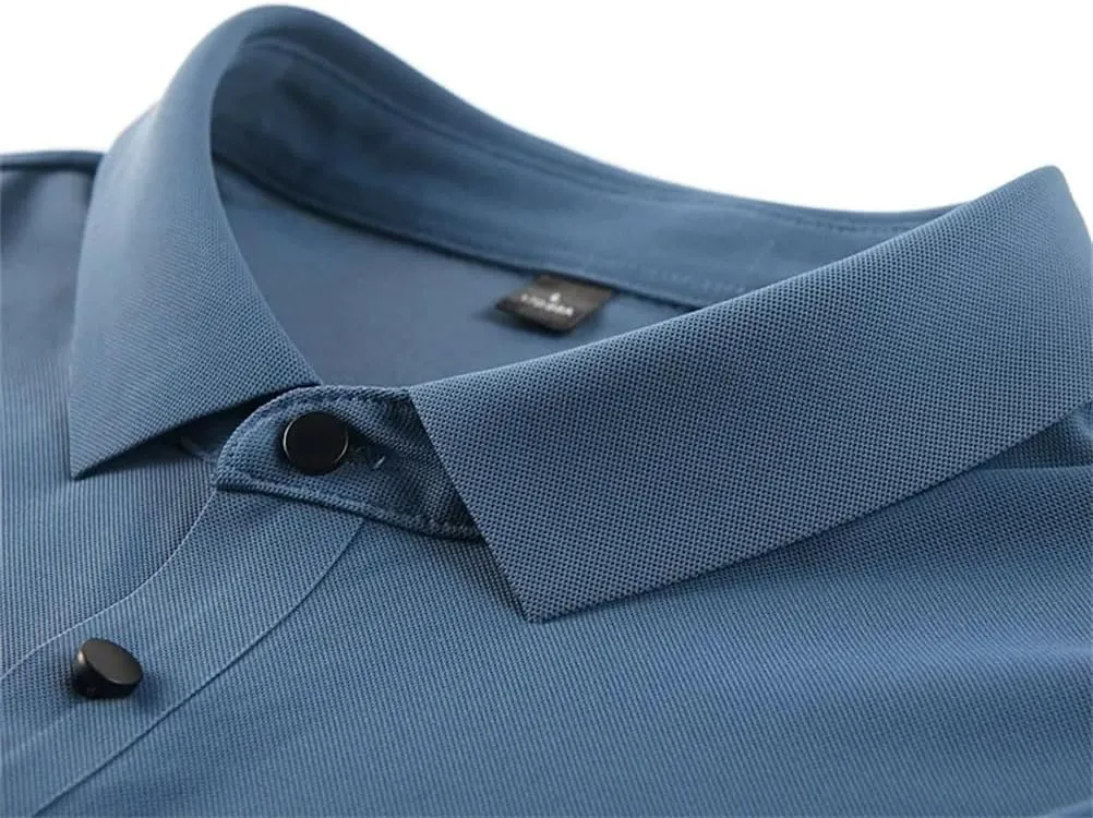 Men Solid Collared Casual Polo Shirt Quick Dry Short Sleeve Shirt Loose Soft Tee