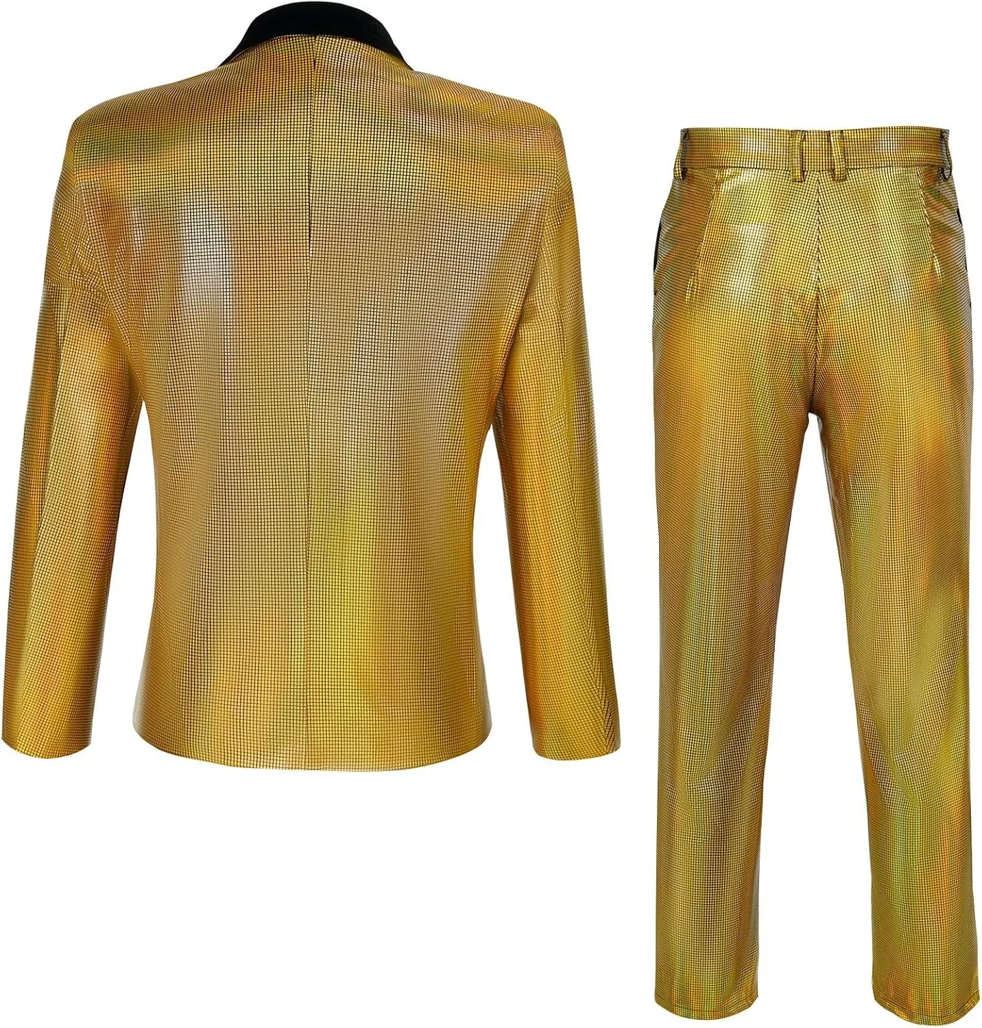 Mens 70s Disco Outfits Set Shiny Sequin Suit and Pants Halloween Costume