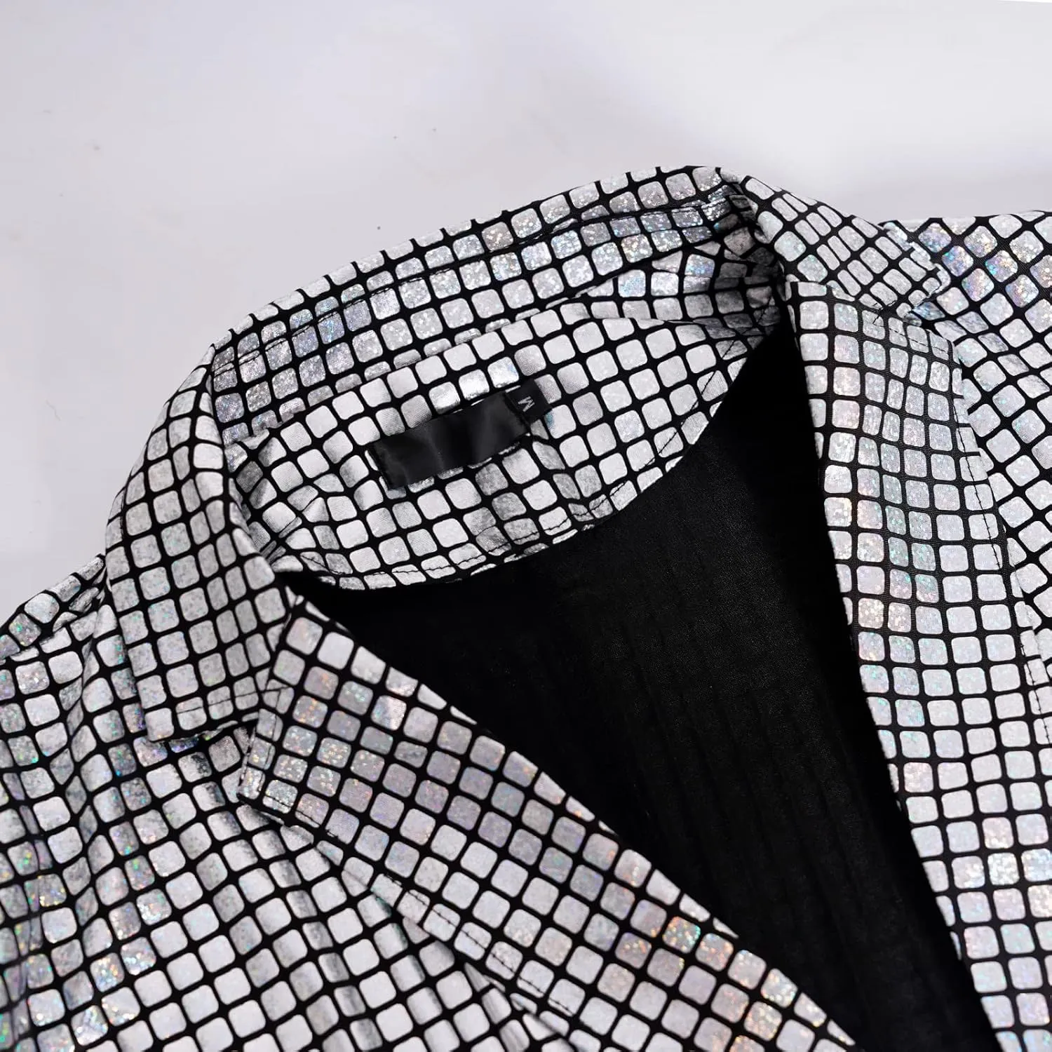 Mens 70s Disco Outfits Set Shiny Sequin Suit and Pants Halloween Costume