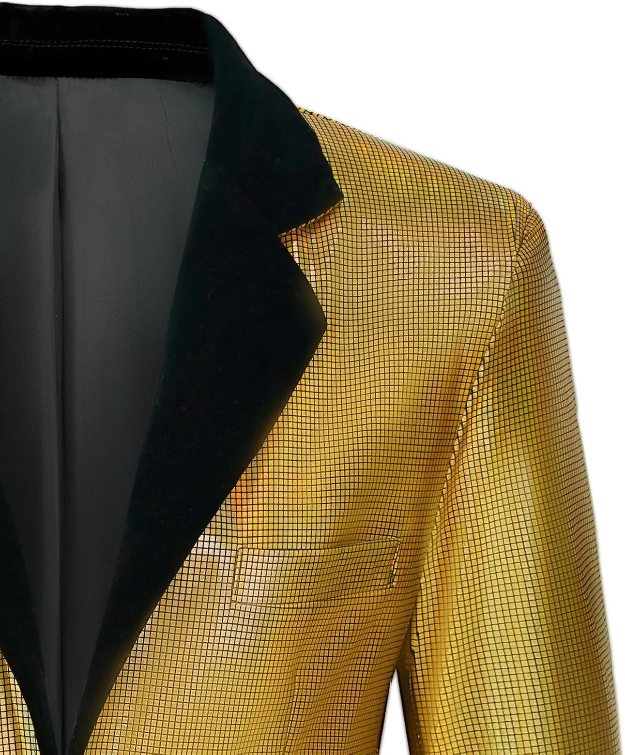 Mens 70s Disco Outfits Set Shiny Sequin Suit and Pants Halloween Costume