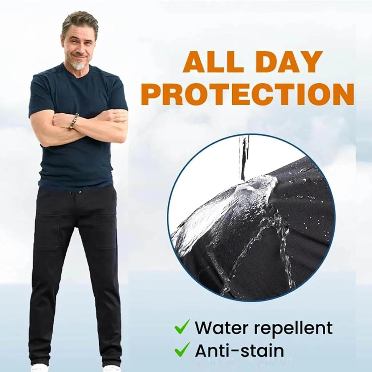 Mens Cargo Pants Big and Tall Outdoor Waterproof Hiking Work Pants Elastic Waist Slim Fit Trousers with Pockets