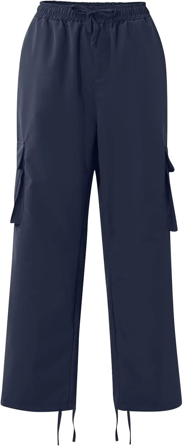Mens Cargo Sweatpants Drawstring Waist Loose Fit Work Cargo Pants Casual Lightweight Straight Leg Pants with Pockets