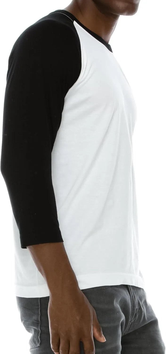 Men's Casual Classic Raglan Basic Soft Cotton 3/4 Long Sleeve Sports Baseball Jerseys T Shirts