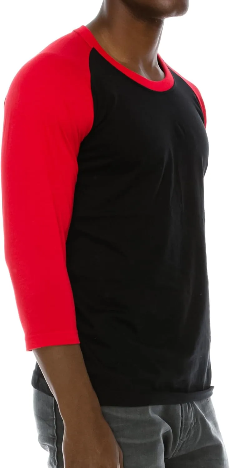 Men's Casual Classic Raglan Basic Soft Cotton 3/4 Long Sleeve Sports Baseball Jerseys T Shirts