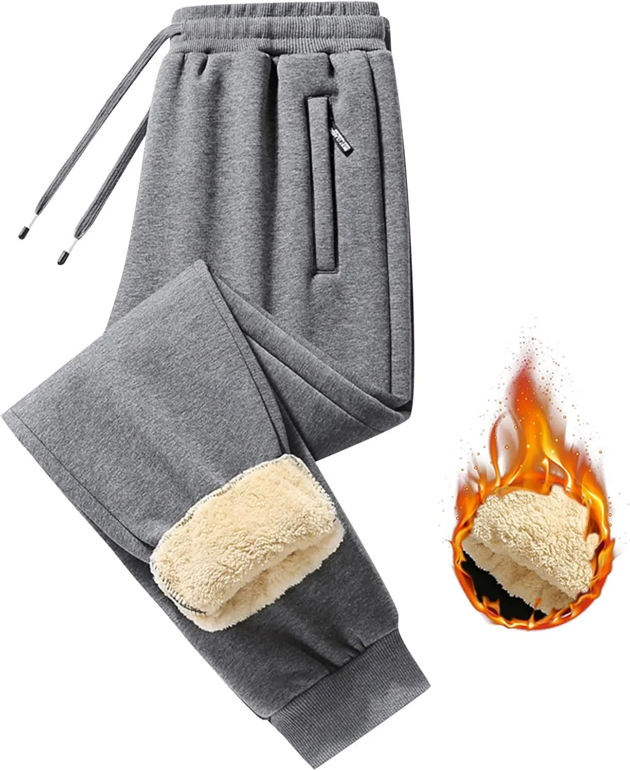 Mens Casual Cotton Sweatpants Drawstring Elastic Waist Wide Leg Pant Workout Sport Pants Work Multi Pockets