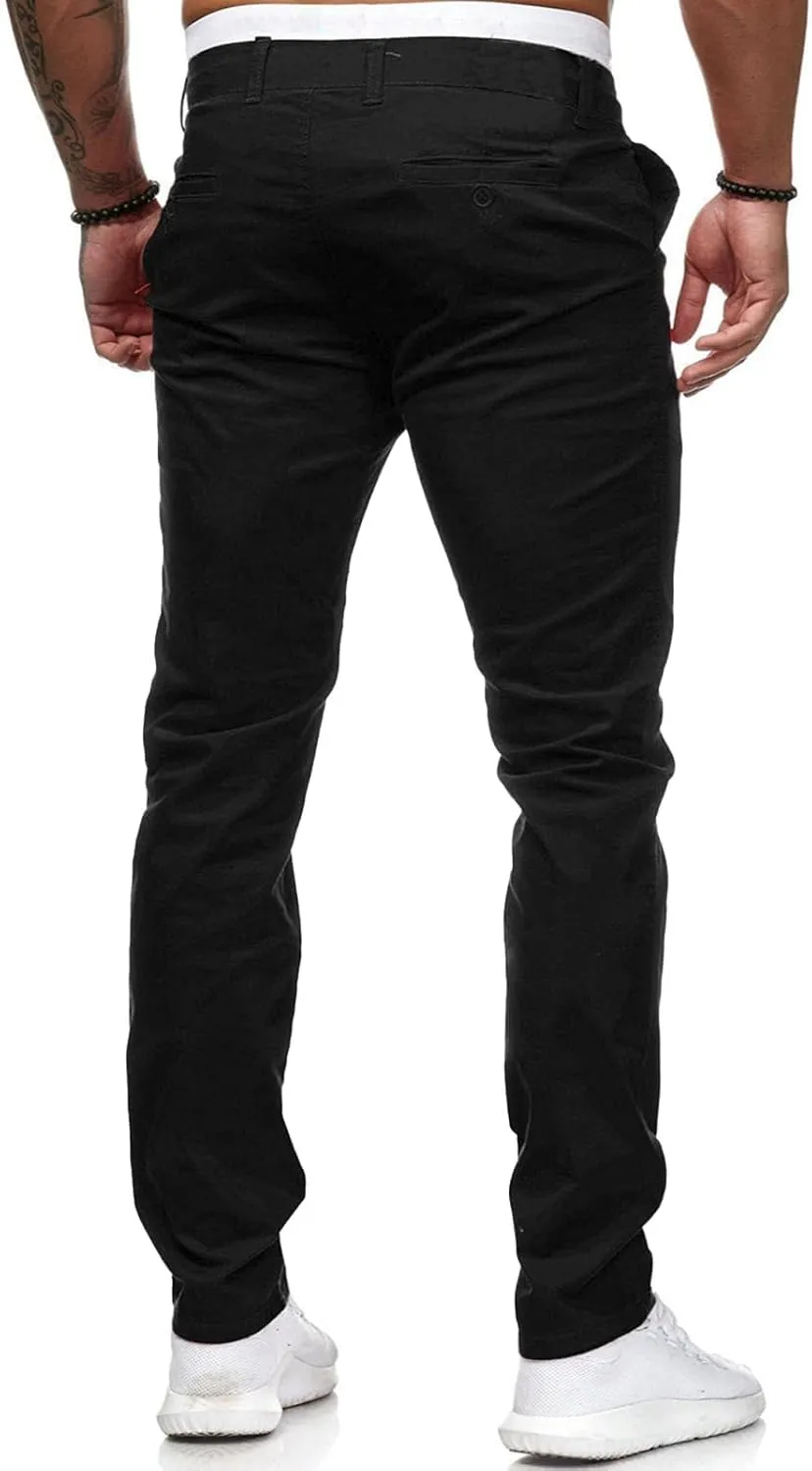 Mens Chinos Casual Slim Fit Dress Pants Stretch Flat-Front Skinny Golf Pants Comfy Solid Work Slacks Tapered Trousers