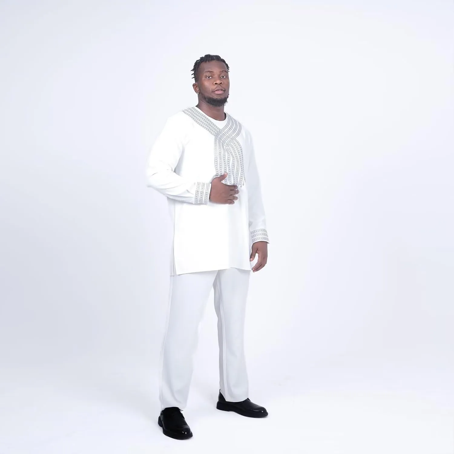 Mens Clothing 2 Piece African Suits for Wedding - Print Dashiki Shirts and Pant Long Sleeve Attires