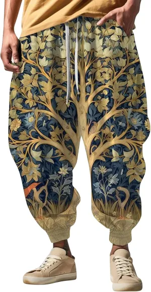 Mens Drawstring Aladdil Hippie Harem Pants Casual Sweatpants Workout Athletic Running Pants Japanese Pants Men Goth