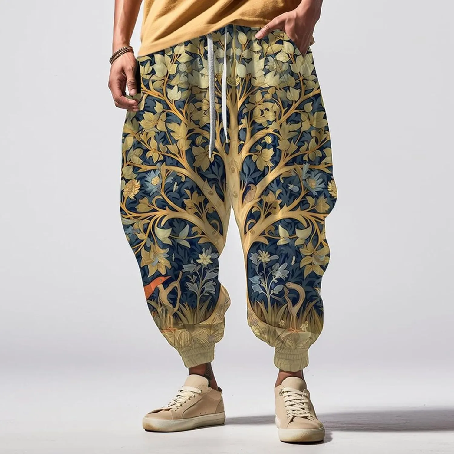 Mens Drawstring Aladdil Hippie Harem Pants Casual Sweatpants Workout Athletic Running Pants Japanese Pants Men Goth