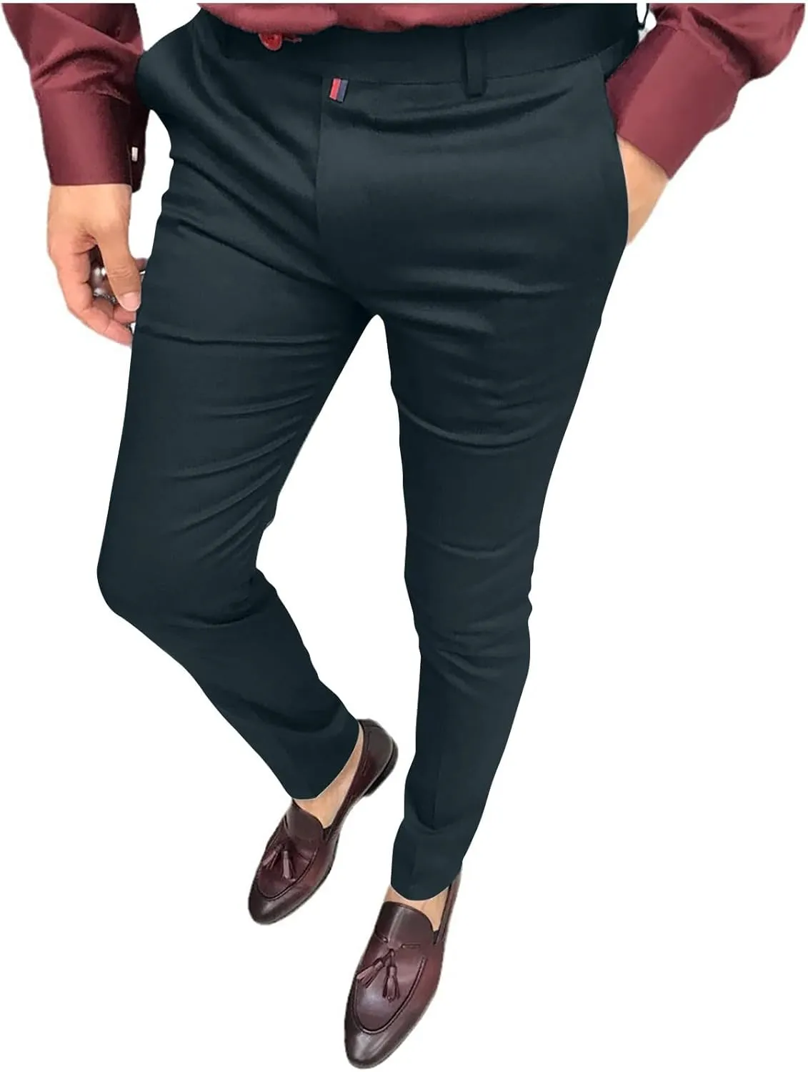 Mens Dress Pants Slim Fit Stretch Golf Pants Business Casual Suit Pants Work Office Trousers with Pockets