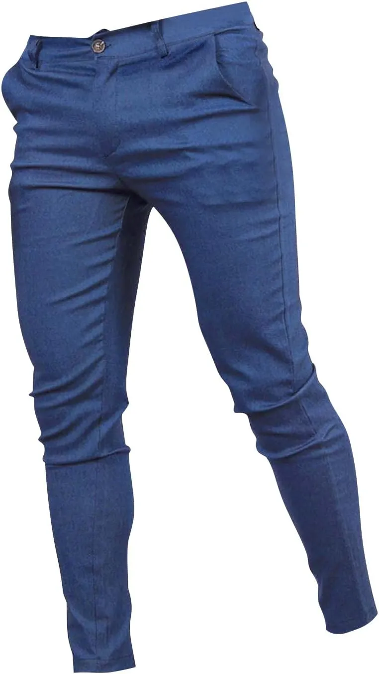 Mens Dress Pants Slim Fit Stretch Tapered Suit Trousers Casual Lightweight Business Work Clothes